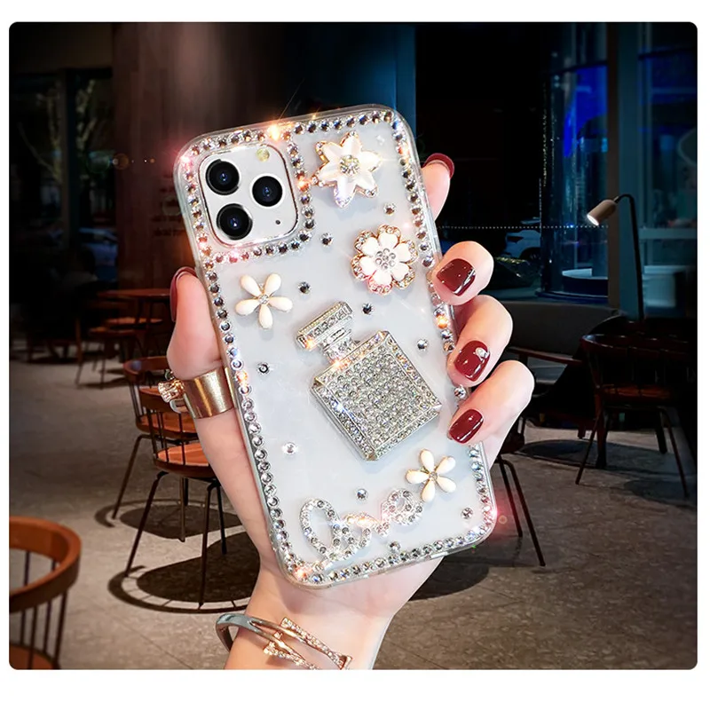Mode, DIY Bling Perle Diamant Parfume Flaske Blomst Case Cover Til Samsung Galaxy Note 20 10 9 8 S20 Ultra S10E S10 S9 S8 Plus 1
