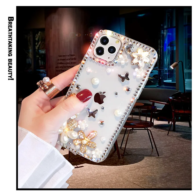 Mode, DIY Bling Perle Diamant Parfume Flaske Blomst Case Cover Til Samsung Galaxy Note 20 10 9 8 S20 Ultra S10E S10 S9 S8 Plus 2