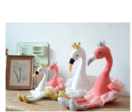Søde Svane & flamingo Plys Legetøj med krone bløde suffed plys dyr, legetøj til børn chrismas fødselsdag gave 0
