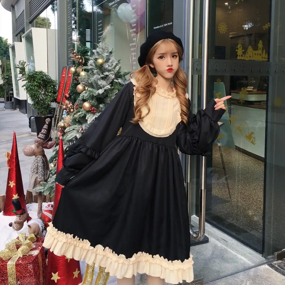 Japansk Mori Girl Dress 2019 Nye Søde Lolita Princess Dress Cos Loli Tea Party Retro Domstol Kawaii Fe Kjole 1