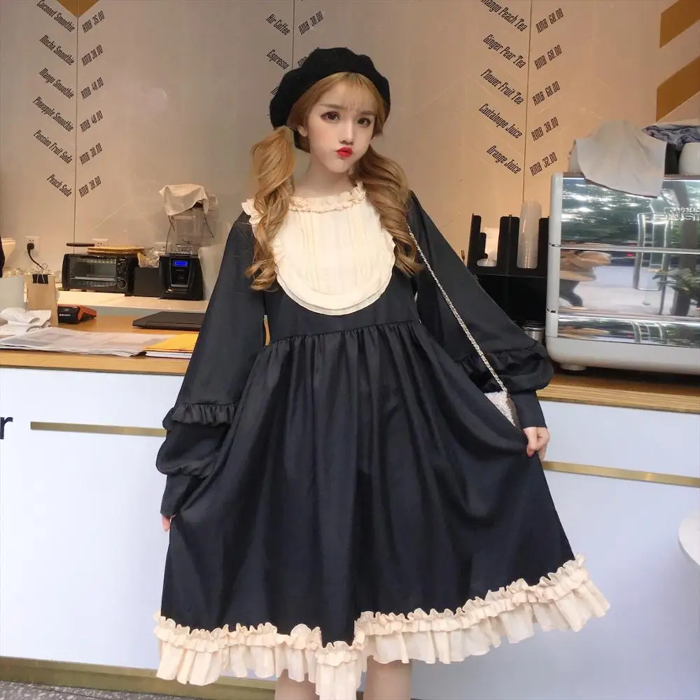 Japansk Mori Girl Dress 2019 Nye Søde Lolita Princess Dress Cos Loli Tea Party Retro Domstol Kawaii Fe Kjole 2