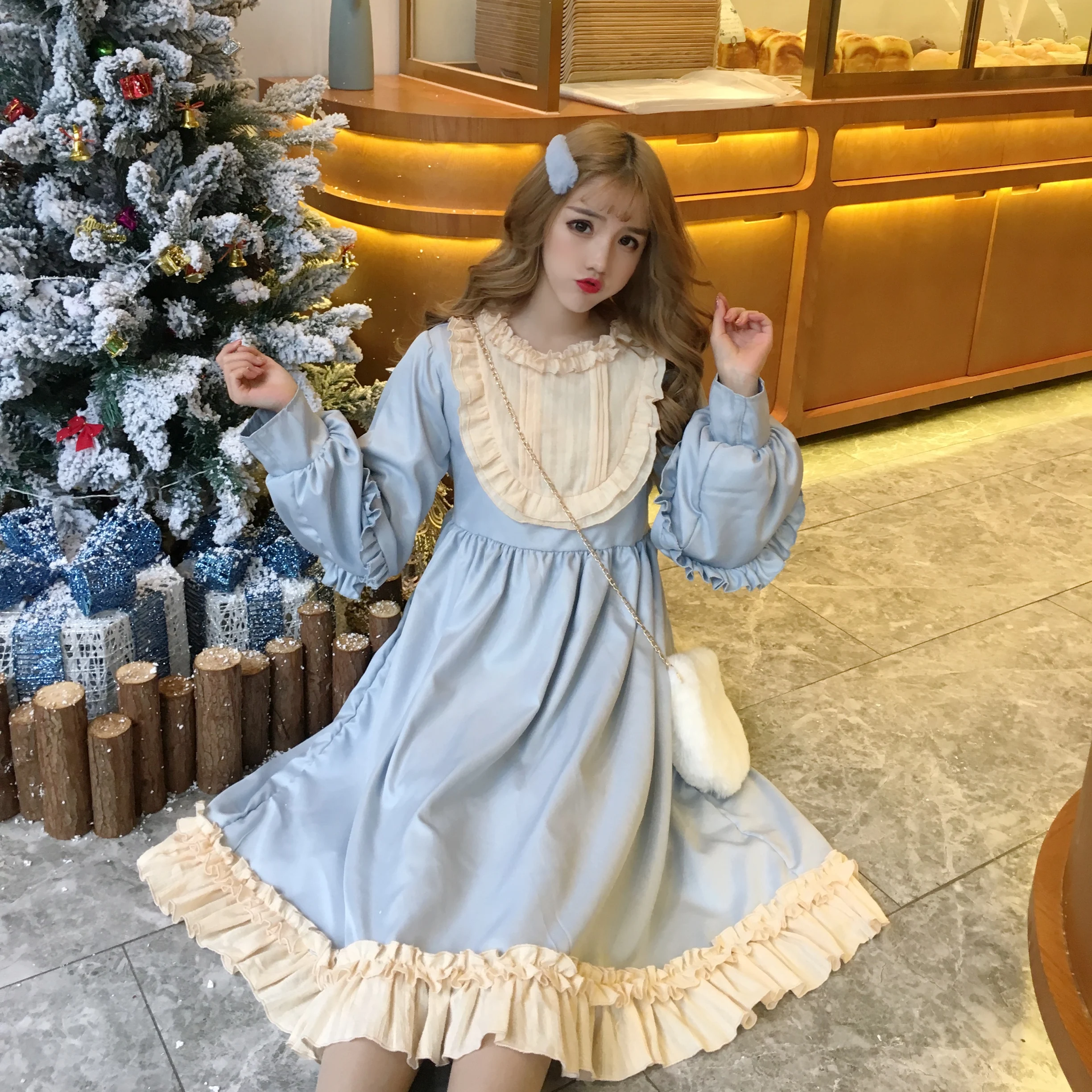 Japansk Mori Girl Dress 2019 Nye Søde Lolita Princess Dress Cos Loli Tea Party Retro Domstol Kawaii Fe Kjole 3