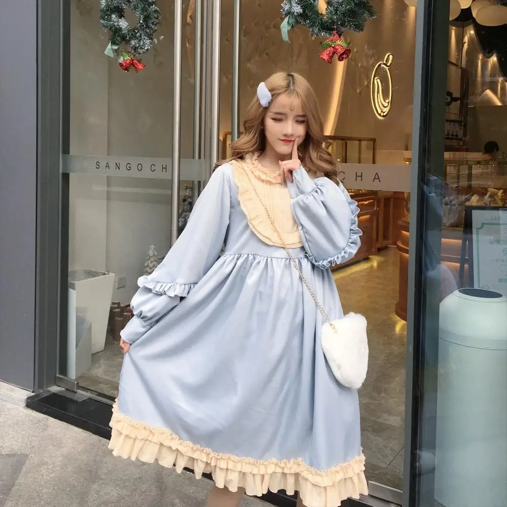 Japansk Mori Girl Dress 2019 Nye Søde Lolita Princess Dress Cos Loli Tea Party Retro Domstol Kawaii Fe Kjole 5