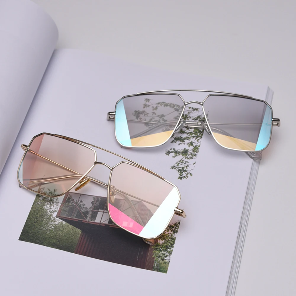 Peekaboo-pladsen polariserede solbriller metal man tendens 2020 damer sol briller uv400 spejl uregelmæssig høj kvalitet 4
