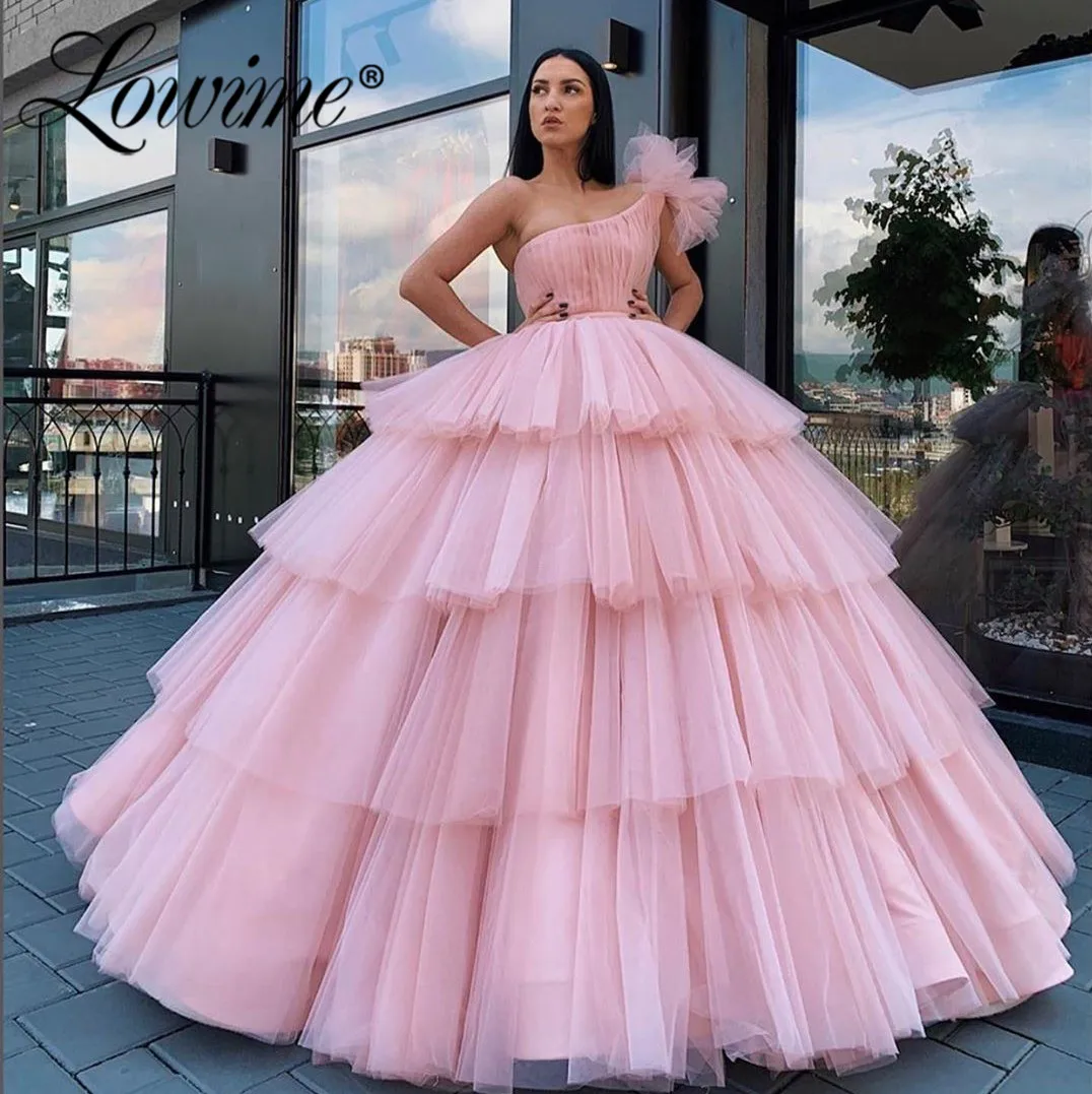 Saudi-Arabisk Ene Skulder Pink Kjole Til Aften I Særlige Lejlighed Differentieret Prom Party Dress Islamiske Dubai Formel Aften Kjole 2020 1