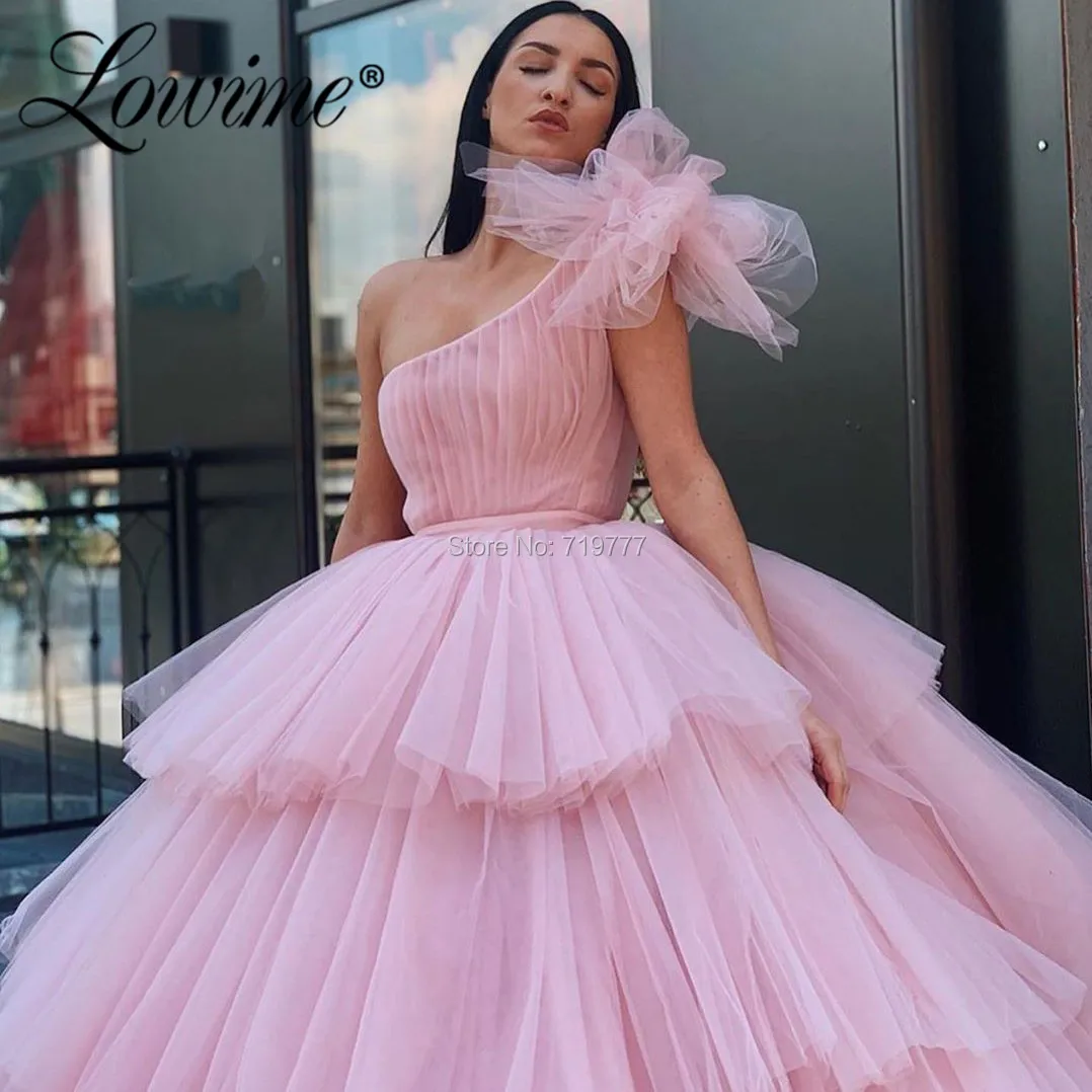Saudi-Arabisk Ene Skulder Pink Kjole Til Aften I Særlige Lejlighed Differentieret Prom Party Dress Islamiske Dubai Formel Aften Kjole 2020 3