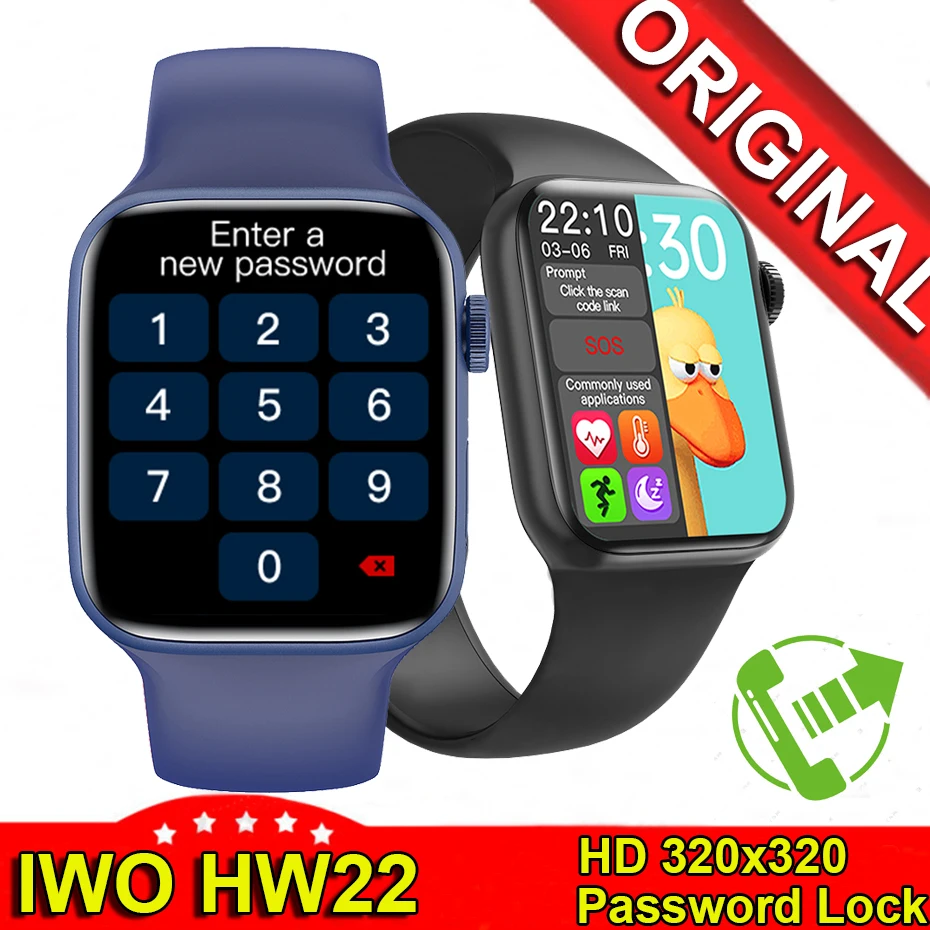 2021 IWO HW22 Smartwatch 44mm på 1,75 tommer Serie 6 Smart Ur Bluetooth Opkald, Musik, Spiller Smart Armbånd IWO HW12 opgraderet version 4