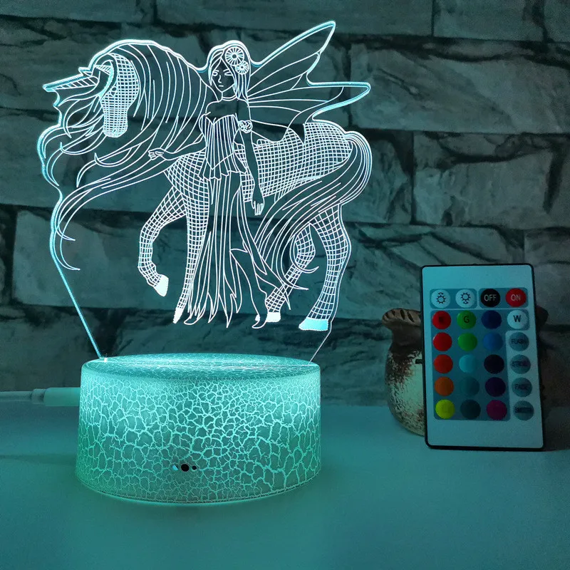 Unicorn Lys Børn Hjem Dekoration Legetøj Gave 3d Led-Lampe 7 Color Kids Light Night 3D LED Nat Lys Kreative Tabel sengelampe 4