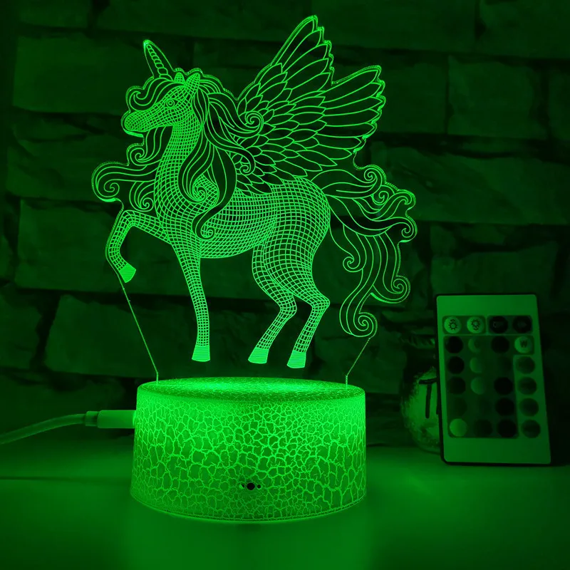 Unicorn Lys Børn Hjem Dekoration Legetøj Gave 3d Led-Lampe 7 Color Kids Light Night 3D LED Nat Lys Kreative Tabel sengelampe 5