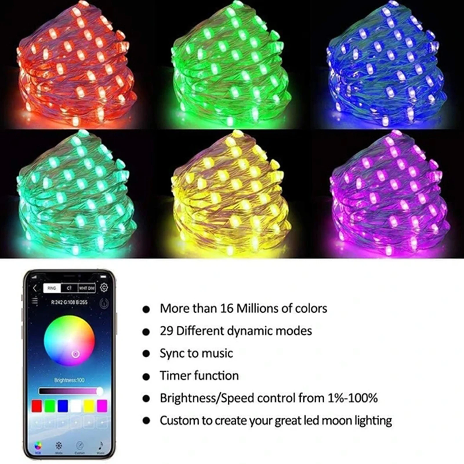 Usb Led String Lys Bluetooth-App Control Smart Garland Twinkly Nye År Jul Hus Værelse Dekoration Udendørs Fairy Lights 4