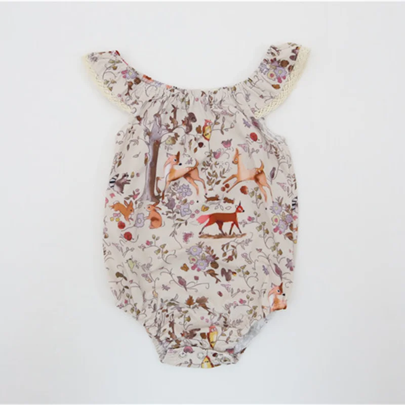 Nyfødte Søde Blomster Baby Rompers Flæser Buksedragt Baby Små Piger Sunsuit Outfits Børn Tøj 0-36M 0