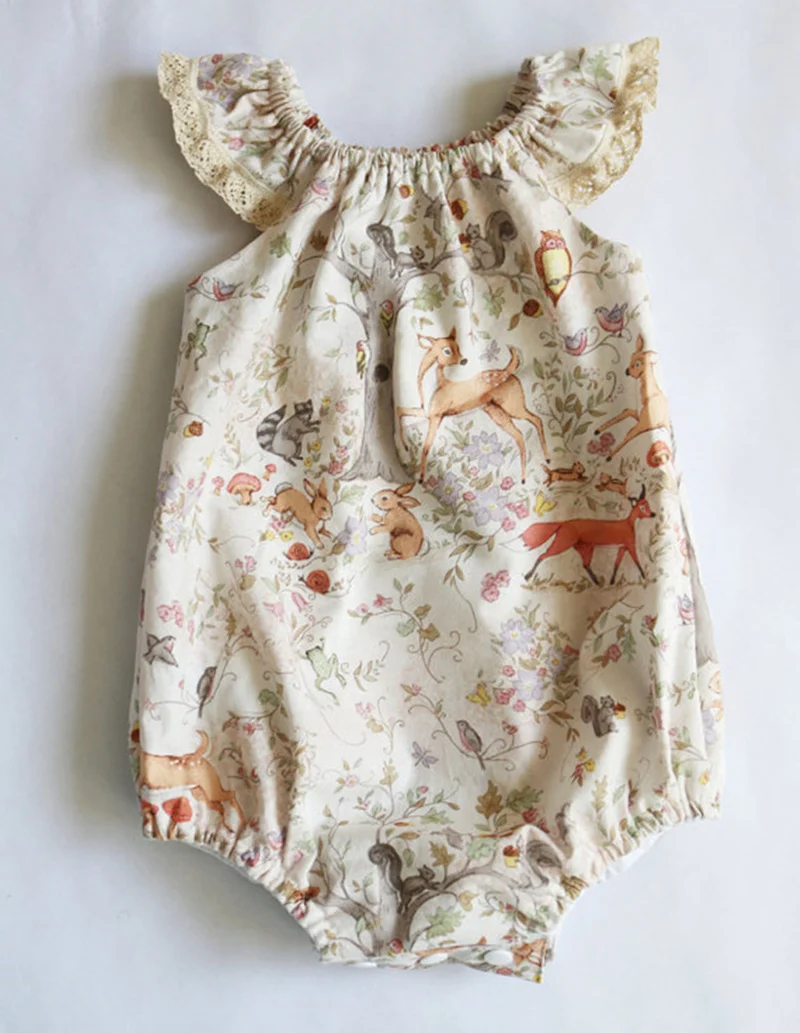 Nyfødte Søde Blomster Baby Rompers Flæser Buksedragt Baby Små Piger Sunsuit Outfits Børn Tøj 0-36M 1
