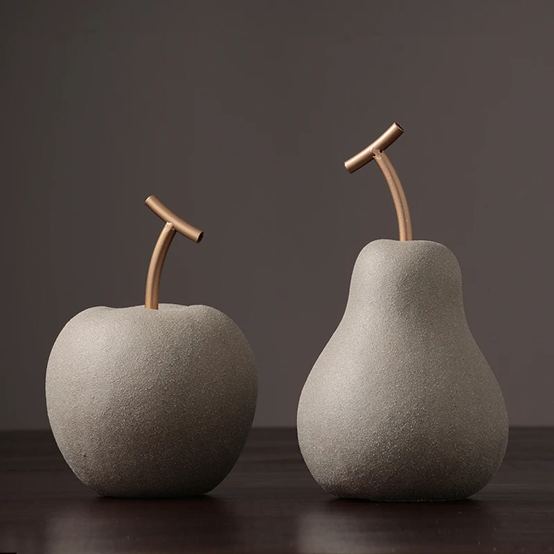 Keramiske pære og æble, ornamenter på moderne minimalistisk hjem, indretning, kreative frugt pynt stue kabinet vin, boligindretning 1