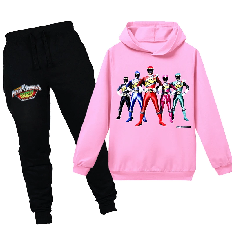 Power Ranger Hættetrøjer Kids Fashion Sweatshirts Børn Hætteklædte T-Shirt Buksetrold Piger Pels Kids Tøj Drenge Casual T-Stykkerne, Sportstøj Sæt 3