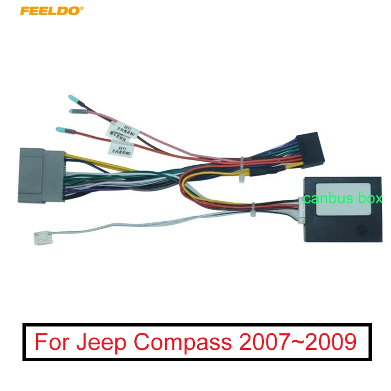 FEELDO Bil Audio 16PIN Android-Power Kabel-Adapter Med Canbus Boksen Til Jeep Compass 07~09 Radio Ledningsnet 3