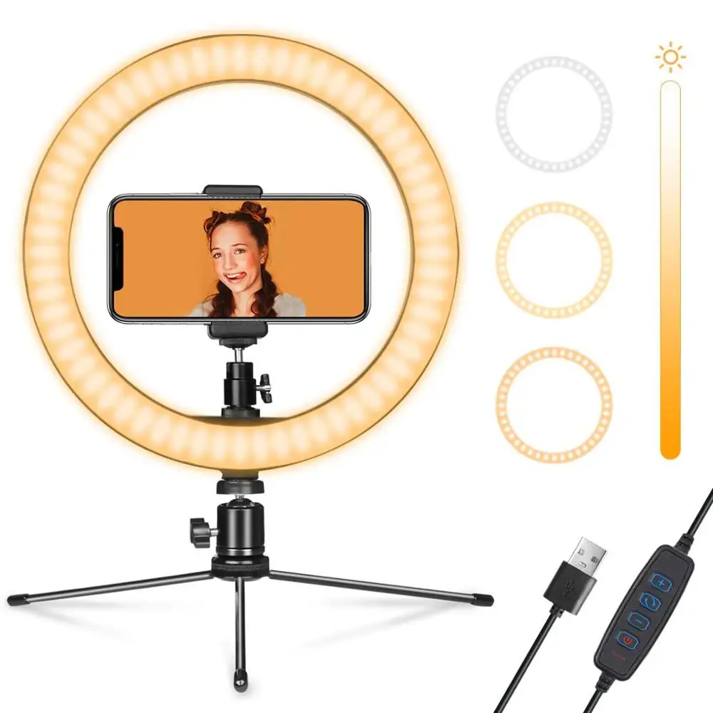 10 Tommer Fotografering Belysning Telefon Ringlight Trefod Foto Led Selfie Bluetooth fjernbetjening Ring Lampe TikTok Youtube Live 4