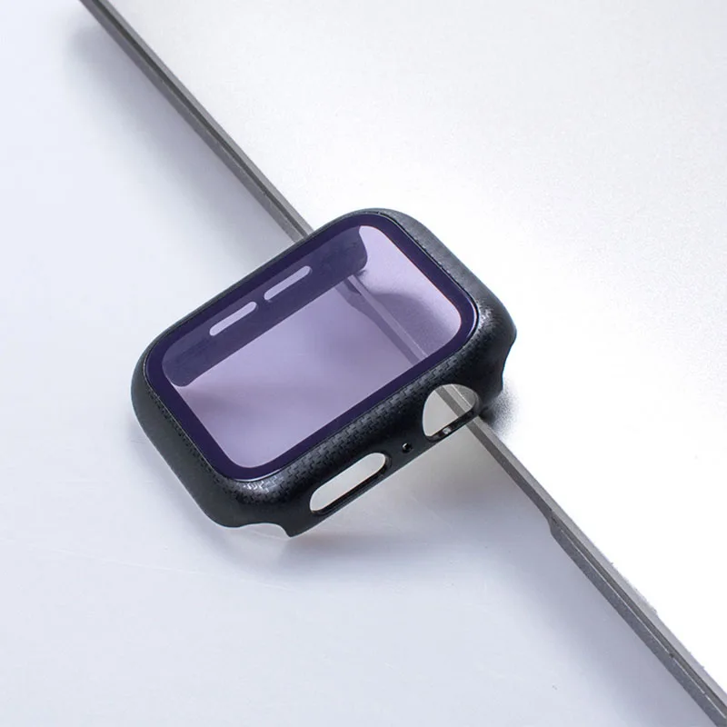 Ny Fuld dækning for Apple-Ur serie 6 SE 5 4 3 kulfiber bumper hårdt frame tilfældet med glas film for iWatch screen protector 4