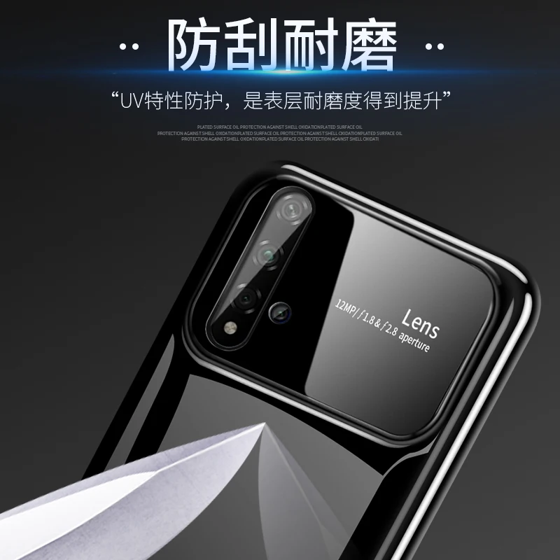 For Huawei Honor 20 Pro Tilfælde Luksus Hårde PC+Hærdet Beskyttende Glas Tilbage Dække Sagen til huawei honor 20 honor20 telefon shell 4
