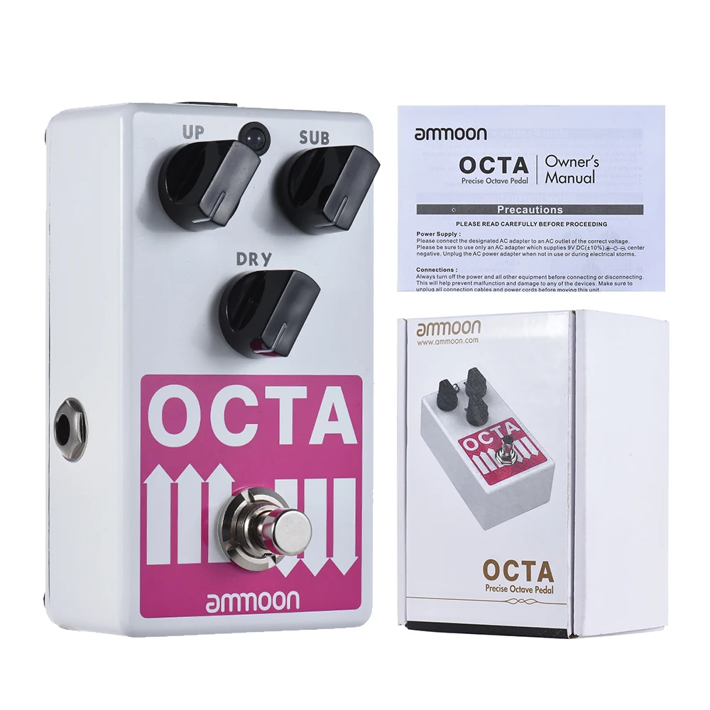 Ammoon OCTA Elektrisk Guitar-Pedal Præcis Polyphonic Octave Generator Guitar-Effekt-Pedal Understøtter SUB/ Oktav OP, og Tør Signal 0