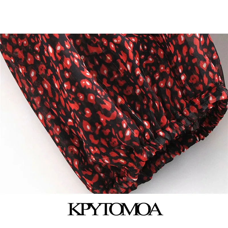 KPYTOMOA Kvinder 2020 Mode Med Snøre Uafgjort Print Midi-Plisseret Kjole Vintage-Lange Ærmer Med Foring Kvindelige Kjoler Mujer 2