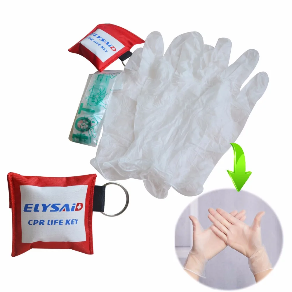 CPR Resuscitator Redde Akut førstehjælp Masker ELYSAID CPR ansigtsskærm Nøglering Med Handske Til at Redde Liv 1