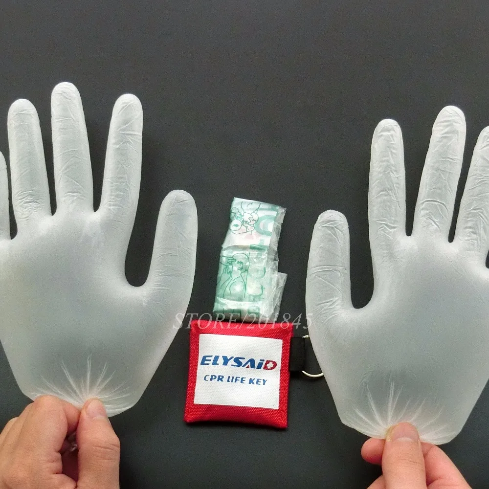 CPR Resuscitator Redde Akut førstehjælp Masker ELYSAID CPR ansigtsskærm Nøglering Med Handske Til at Redde Liv 5