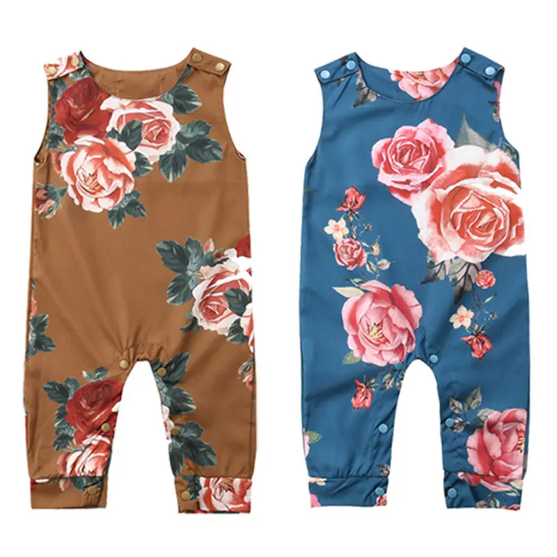 Mode Nyfødte Baby Piger Blomster Romper Buksedragt Playsuit Tøj Tøj 0
