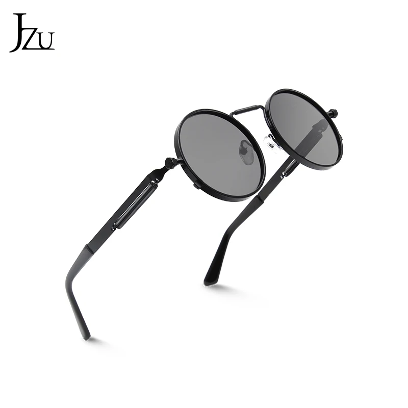 JZU Vintage Mænd Solbriller Kvinder Retro steamPunk Stil Round Metal Frame Farverige Linse solbriller Mode Eyewear oculos 0