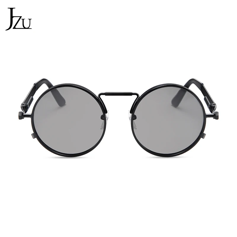 JZU Vintage Mænd Solbriller Kvinder Retro steamPunk Stil Round Metal Frame Farverige Linse solbriller Mode Eyewear oculos 3