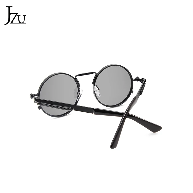 JZU Vintage Mænd Solbriller Kvinder Retro steamPunk Stil Round Metal Frame Farverige Linse solbriller Mode Eyewear oculos 4