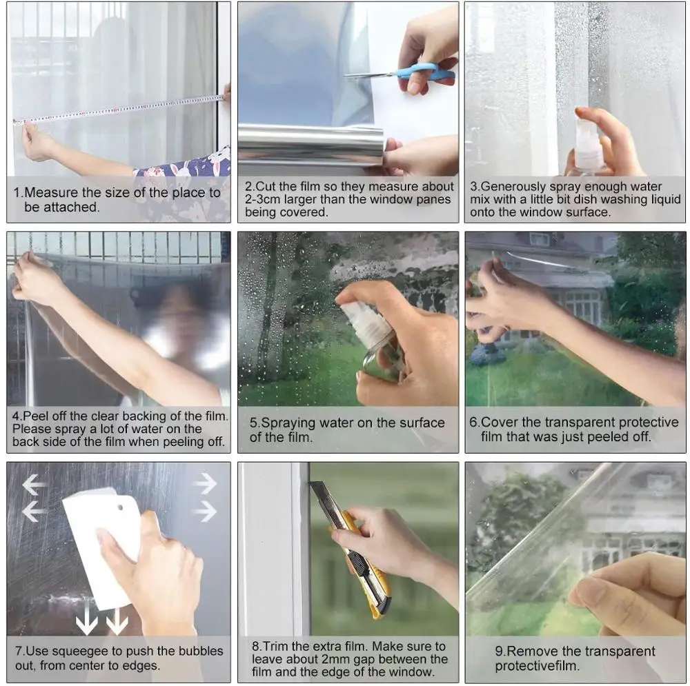 En Måde Window Film Spejl Nuance Glas, der Dækker til hjemmekontoret Personlige oplysninger Beskyttelse af Reflekterende Varme Kontrol Anti UV Døren Mærkat 4