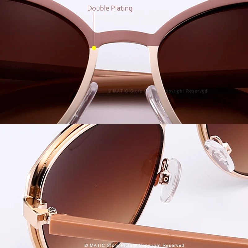 MATIC Retro Luftfart Køre Bil Solbriller Til Kvinder i Høj Kvalitet med Vintage Damer Makeup-Brillerne Brune Guld Metal Rammer Oculos 2