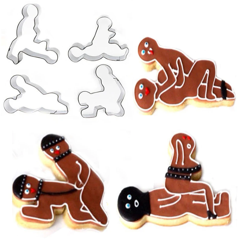 4stk Sexet Voksen Cookie Cutters Småkage Formene Kage Bagning Værktøjer Fondant Party Cookie Mould Wienerbrød Pandekage Bage Rustfrit Stål 4