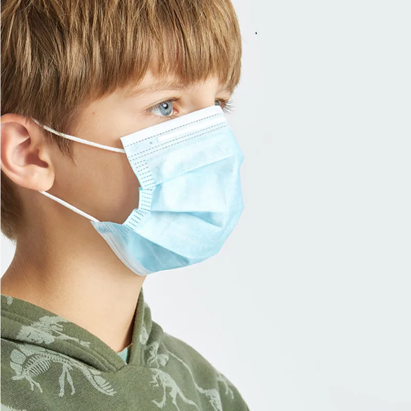 100pcs Børn Maske Disponibel ansigtsmaske 3 Lags Filter Anti Støv Smelter Blæst Mund Maske til Børn Barn Ørekrog Beskyttende Maske 4