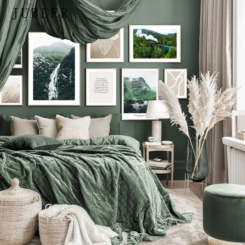 Nordisk Stil Tog Skov Plakater og Prints Landskab Lærred Kunst på væggene Blad Billede Mountain Billeder for Living Room Dekoration 4
