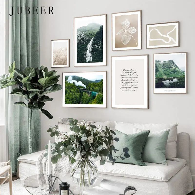 Nordisk Stil Tog Skov Plakater og Prints Landskab Lærred Kunst på væggene Blad Billede Mountain Billeder for Living Room Dekoration 5