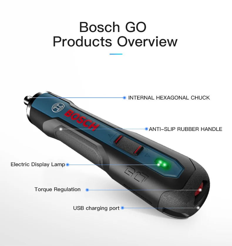 Brand Originale BOSCH GO Mini Elektrisk Skruetrækker 3,6 V lithium-ion Batteri Genopladeligt Akku-Bore med boremaskine bits kit 0