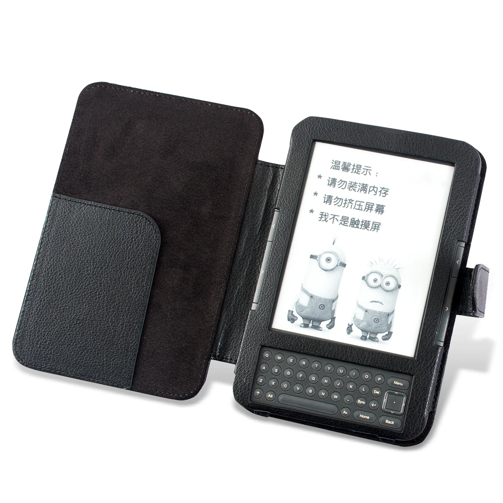 Læder taske til Kindle 3, Kindle 3rd Generation af e-Bog Tastatur Ereader Dække, 6