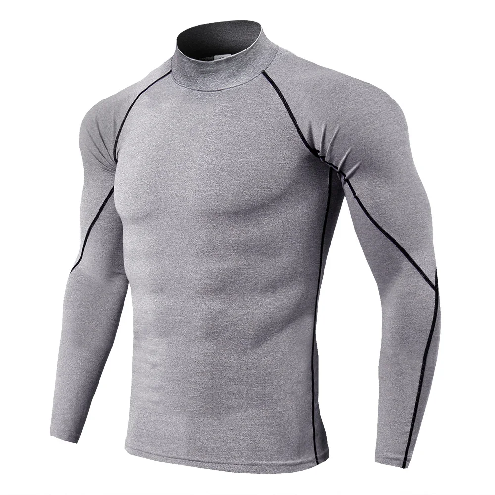 Høj krave Kompression Shirts til Mænd Bodybuilding Sportstøj T-shirt Langt Ærme Top Fitnesscentre T-Shirt Mænd, Trænings-og Stramme Rashgard 2