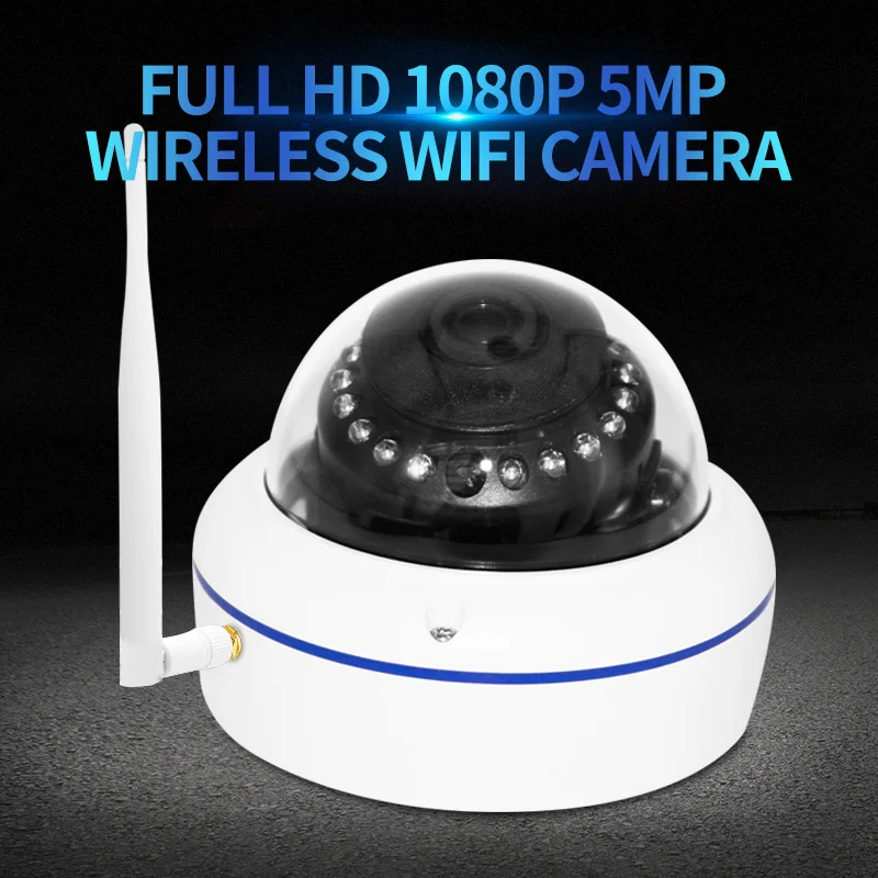 1080P Kamera Wifi hærværkssikret ONVIF P2P-TF Kort Slot CCTV Dome Kamera Trådløse og Kabelforbundne Lyd Registreres Sikkerhed Valgfri 5MP 0