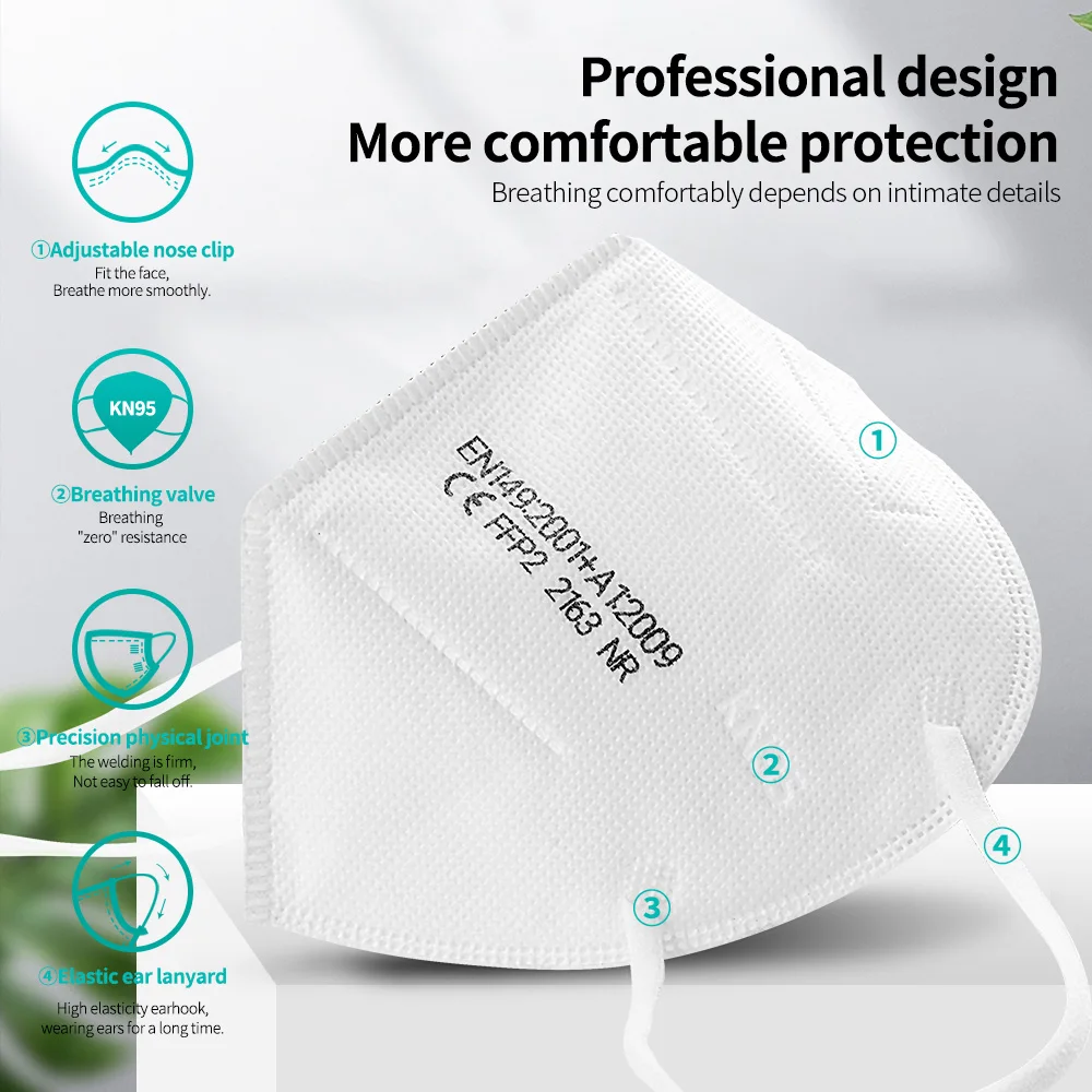 10-200 Pc ' er KN95 ansigtsmaske FFP2 Åndbar Sikkerhed Støvtæt Respirator Munden Masker Filtrering Maske Beskyttende Genanvendelige Mondkapje 2