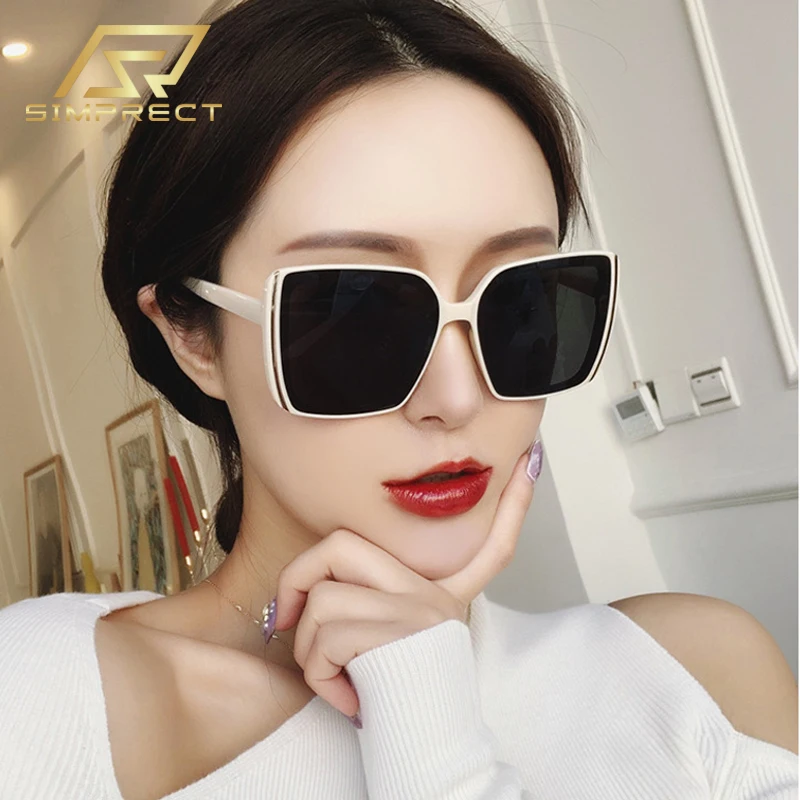 SIMPRECT Fashion Square Solbriller Kvinder 2021 Vintage Overdimensionerede solbriller Til Kvinder Luksus Brand Designer Nuancer Til Kvinder 3