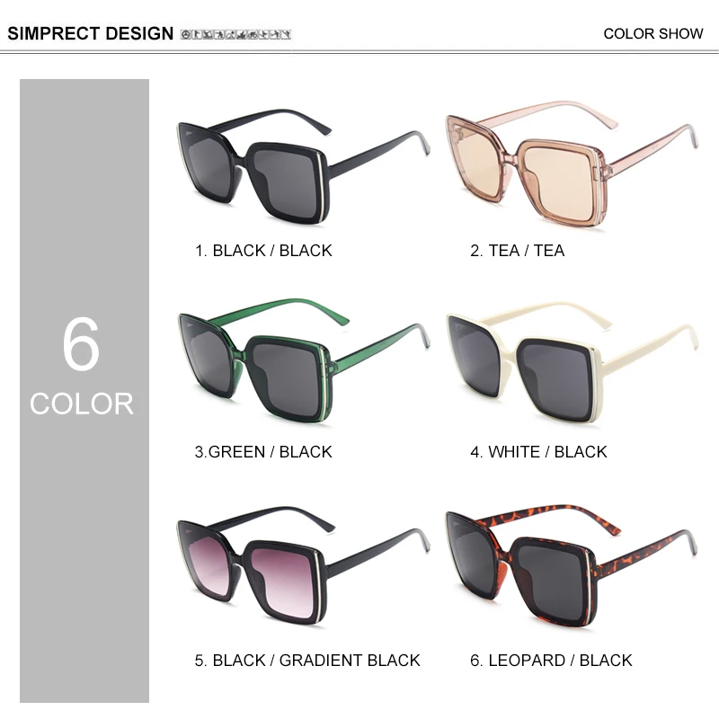 SIMPRECT Fashion Square Solbriller Kvinder 2021 Vintage Overdimensionerede solbriller Til Kvinder Luksus Brand Designer Nuancer Til Kvinder 4