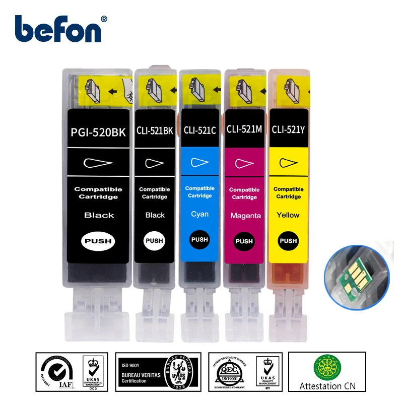 Befon Kompatibel 520 Udskiftning af blækpatroner for BGB 520 PGI520 til Canon PIXMA IP3600 IP4600 IP4700 MP540 MP550 MP560 Printer 4