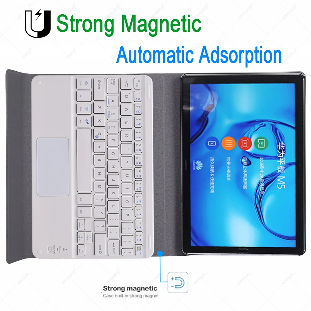 For Huawei Mediapad M5 10 Pro 10.8 CMR-AL19 CMR-W19 Tilfældet med Touchpad Keyboard Aftageligt Bluetooth Læder Tablet Cover Shell 1