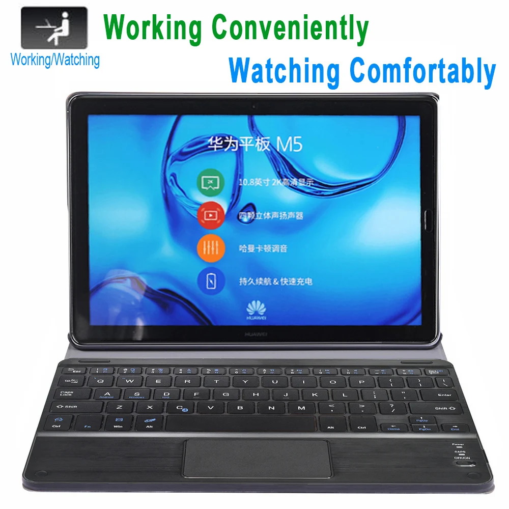 For Huawei Mediapad M5 10 Pro 10.8 CMR-AL19 CMR-W19 Tilfældet med Touchpad Keyboard Aftageligt Bluetooth Læder Tablet Cover Shell 3