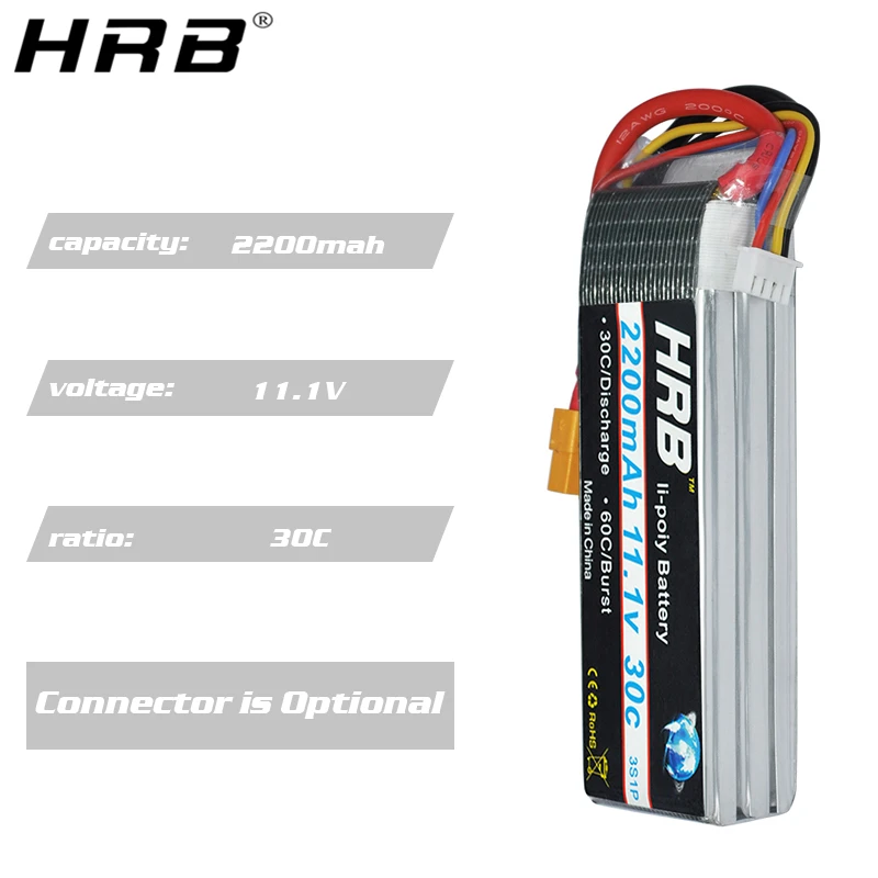 HRB 3S Lipo Batteri 11,1 V 2200mah 30C T XT60 Dekaner XT90 EF5 Kvinde, For Axial SCX10 FPV Fly Drone Racing Bil, Båd RC Dele 0