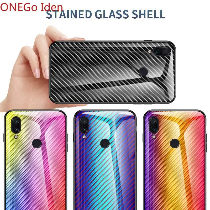 Mode Sag For Meizu Note 9 Tilfælde Hårdt Hærdet glas Gradient carbon fiber beskyttende dække for meizu 16XS 16S telefon shell 0