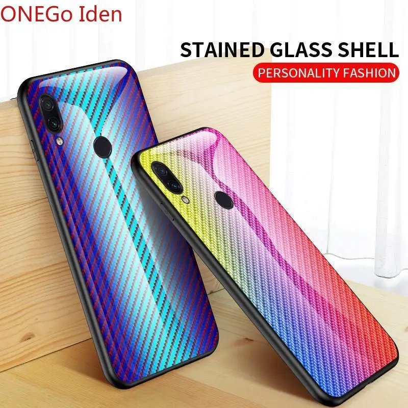 Mode Sag For Meizu Note 9 Tilfælde Hårdt Hærdet glas Gradient carbon fiber beskyttende dække for meizu 16XS 16S telefon shell 1
