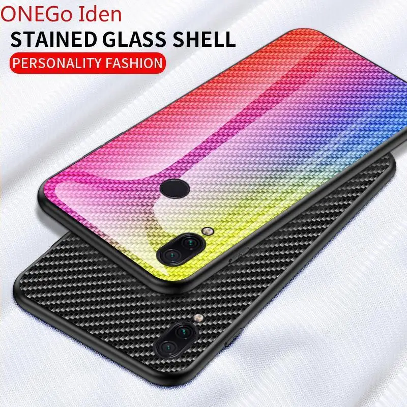 Mode Sag For Meizu Note 9 Tilfælde Hårdt Hærdet glas Gradient carbon fiber beskyttende dække for meizu 16XS 16S telefon shell 2